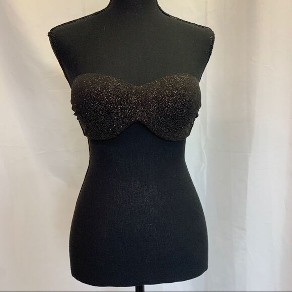 Sogno D’oro Black gold glitter bikini top size 44/US12 - Picture 3 of 10